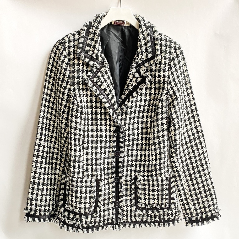 Beverly's Houndstooth Padded Shoulder Blazer Sz S